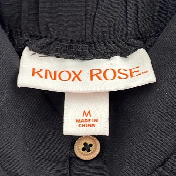 Knox Rose Sleeveless Tiered Boho Peasant Summer Dress Medium Black Knee Length - Picture 8 of 9